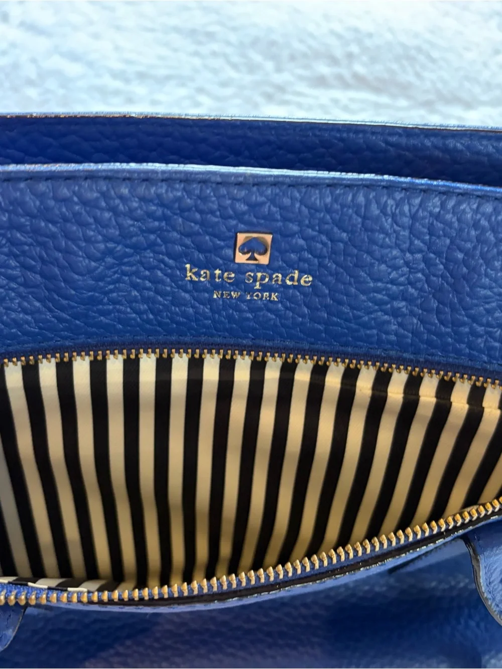 Kate Spade Linda Blue Leather Tote Bag
